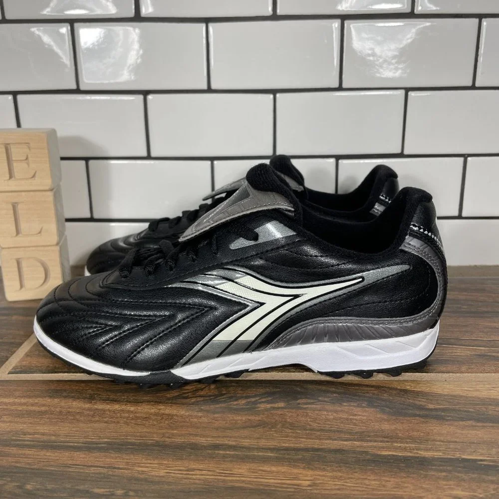 Diadora Furia TF Jr Little Boys Sz 3 Shoes Black Soccer Futbol Turf Sneakers